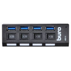  Разветвитель USB 3.0 Buro BU-HUB4-U3.0-L 4порт. черный 