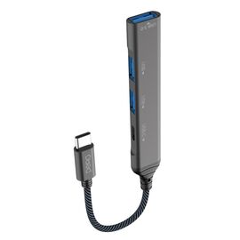  Мульти Хаб PERO MH03, USB-С TO USB-C+USB 3.0+USB 2.0+USB 2.0, серый 