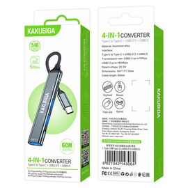  USB - C HUB KAKUSIGA KSC-1417 4 in 1 на 3 USB + 1 USB-C black 