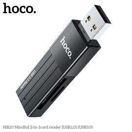  Переходник HOCO HB20 Mindful 2-in-1card reader USB2.0 (черный) 