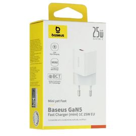  АП сетевой Baseus P101090923-00 Gan5 mini, 3.0А, 1 Type-C, 25W, 9V, пластик, белый 
