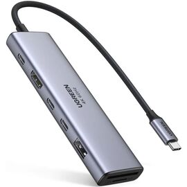  Хаб UGREEN CM511 (45521) 7-in-1 4K 60Hz USB-C To HDMI+2xUSB-C 3.2+1xUSB-A 3.2+SD/TF+PD Converter Gray 
