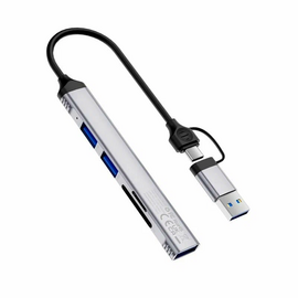 USB/Type-C HUB WiWU Wi-HB003 ZOLO 5 in 1 (USB 3.0) + (2хUSB 2.0) + SD Card+ MicroSD (Gray) 