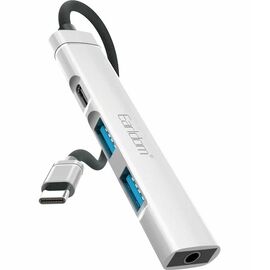  USB HUB Earldom ET-HUB20 Type C, 2USB+выход Type C PD+разьем jack 3.5 серебро 