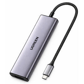  Хаб UGREEN CM511 (75586) 6-in-1 USB-C Hub With 3*USB-C 2*USB-A PD серый космос 