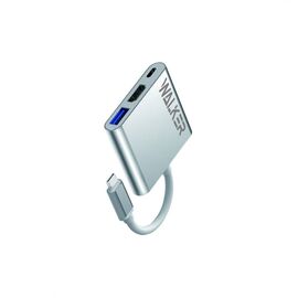  Разветвитель USB WALKER WHUB-35, 3в1 серебряный 