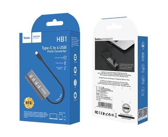  Адаптер переходник Hoco HB1 4USB Line machine (tarnish) 