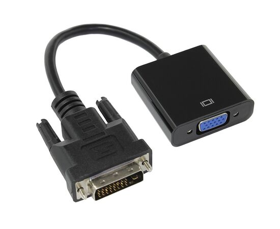  Конвертер DVI-D (папа) - D-SUB/VGA (мама), кабель 20 см, черный, чип AG6200, 1920x1200(1080)@60Hz, Oem, Cablexpert A-DVID-VGAF-01 