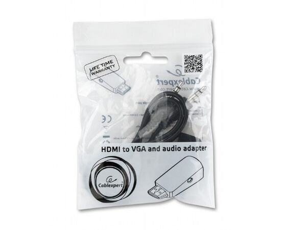  Конвертер HDMI-1.4a (папа) - D-SUB/VGA (мама) + Audio stereo (mini-jack 3.5 mm), 1920x1200(1080)@60Hz, Cablexpert A-HDMI-VGA-02 