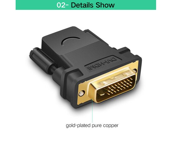  Адаптер UGreen 20124 DVI 24+1 Male to HDMI Female черный 