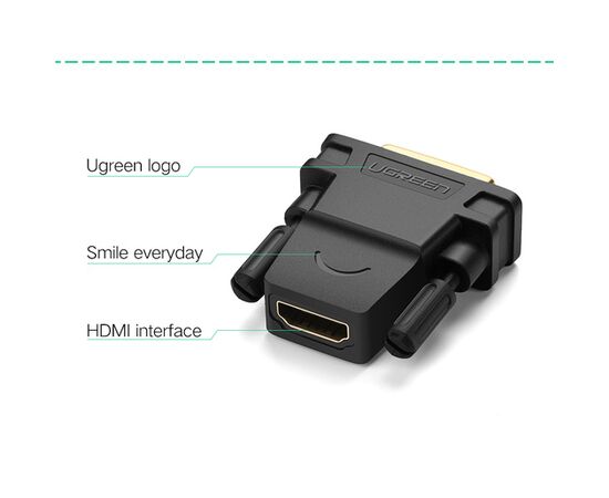  Адаптер UGreen 20124 DVI 24+1 Male to HDMI Female черный 