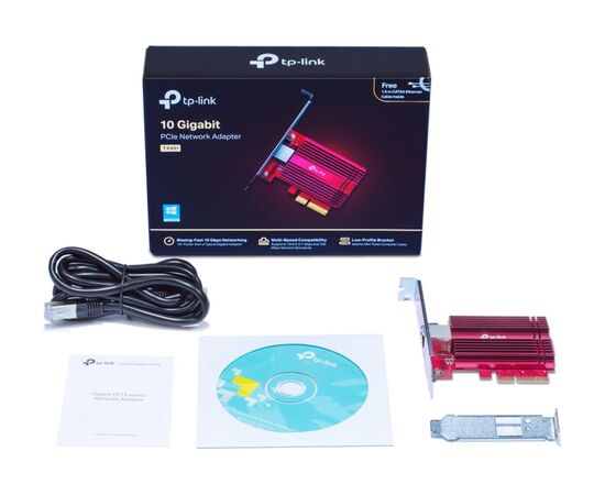 Сетевой адаптер TP-Link TX401 10‑гигабитный PCI Express, PCIe 3.0×4, в комплекте кабель Ethernet CAT6A 