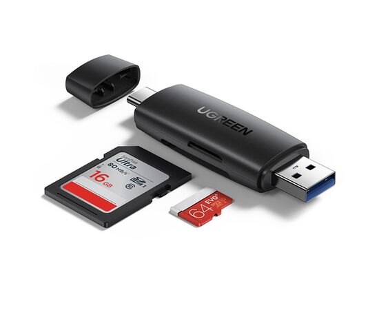  Картридер UGREEN CM304 80191 Multifunction USB-C +USB TF/SD 3.0 Card Reader Black 