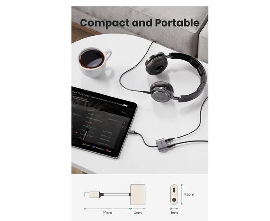  Адаптер UGreen CM231 (60164) USB-C to 3.5mm Audio Adapter with PD серый 