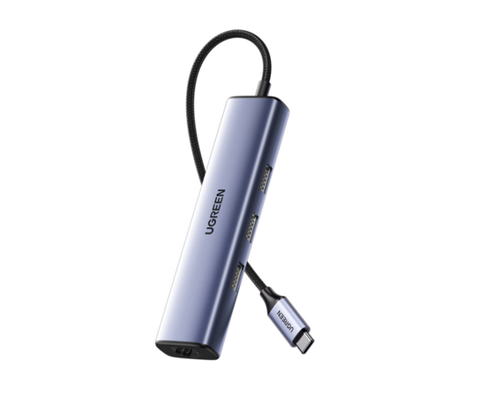  USB Hub UGREEN CM475 60600 Type C to 3*USB 3.0 + RJ45 gigabit Converter without power port 