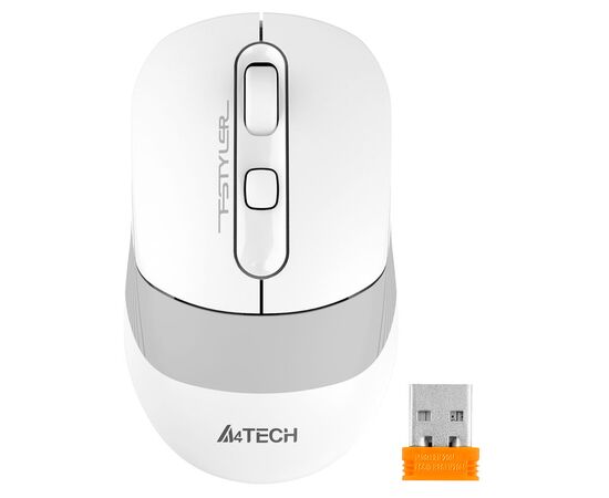  Мышь A4Tech Fstyler FB10C белый/серый оптич. 2000dpi беспров. BT/Radio USB 4but (FB10C GRAYISH WHITE 