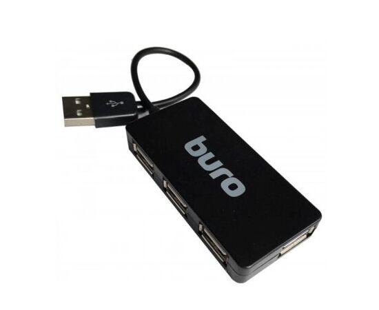  Разветвитель USB 2.0 Buro BU-HUB4-U2.0-Slim 4порт. черный 