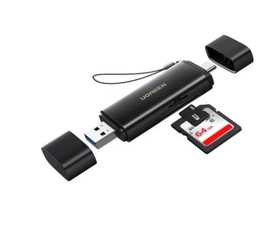  Картридер на два слота UGREEN CM803 (65024) 2-in-1 USB-C - USB-A SD Card Reader черный 