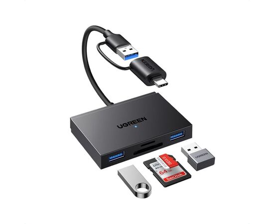  Картридер UGREEN CM812 (45167) 4-in-1 MicroSD*USB*USB-C*SDXC*SDHC Card Reader Black 
