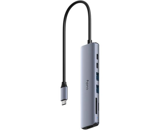  Концентратор Cudy UH407 USB-C 7 в 1 с поддержкой HDMI 4K и слотами для карт памяти SD и TF 