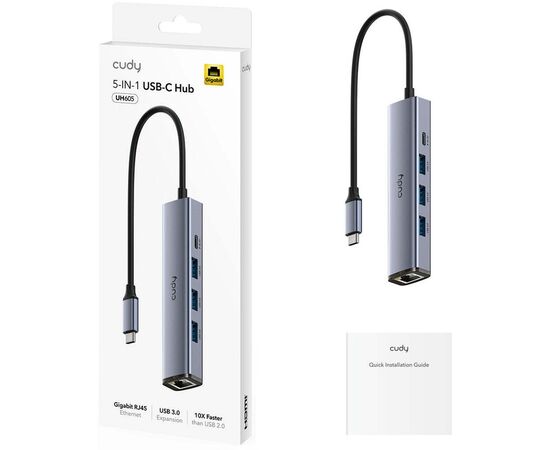  Концентратор Cudy UH605 USB 5 в 1 с гигабитным портом Ethernet 