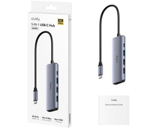 Концентратор Cudy UH405 USB-C 5 в 1 с портом HDMI (4K) 