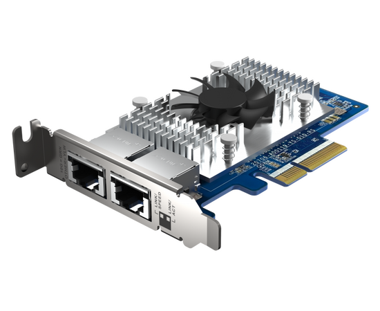  Сетевая карта QNAP QXG-10G2T-X710 LAN Expansion Card, PCIe Gen3 x4, Two 10GbE (10G / 5G 2.5G 1G 100M)) Ports with SR-IOV and iSCSI, Block-based, Suppo 