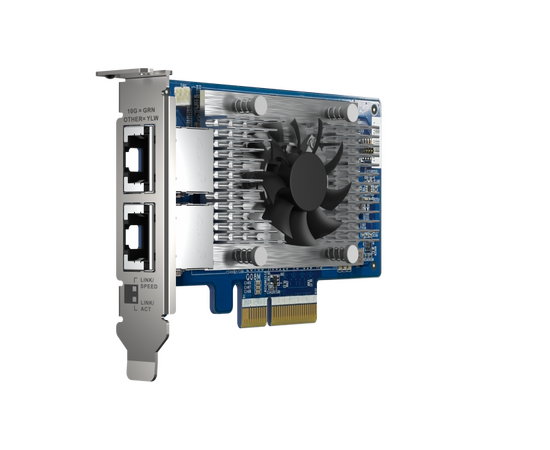  Сетевая карта QNAP QXG-10G2T-X710 LAN Expansion Card, PCIe Gen3 x4, Two 10GbE (10G / 5G 2.5G 1G 100M)) Ports with SR-IOV and iSCSI, Block-based, Suppo 