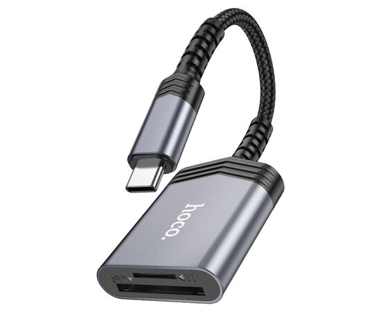 Дата-кабель Hoco UA25 2-in-1 card reader Type-c metal Gray 