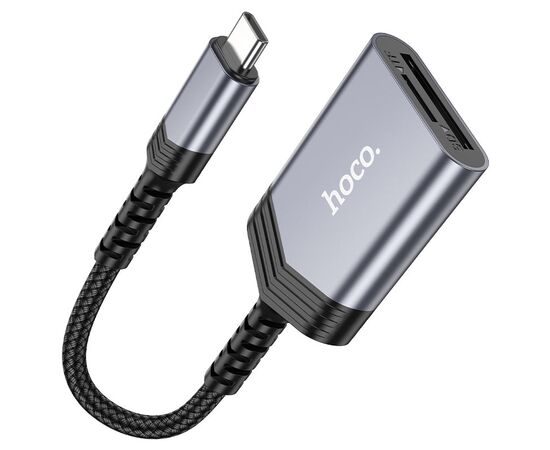  Дата-кабель Hoco UA25 2-in-1 card reader Type-c metal Gray 