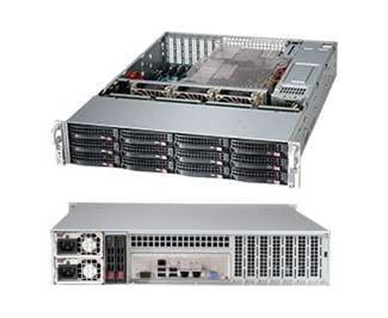  Supermicro chassis CSE-826BE1C4-R1K23LPB, 2U, Dual and Single Intel and AMD CPUs, 2.12 x 3.5" hot-swap SAS/SATA drive bay with SES3, optional 2 x 2.5" 
