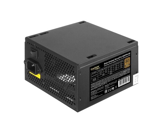  Блок питания ExeGate ServerPRO 80 Plus Bronze 600PPH-SE EX292204RUS 600W (ATX, for 3U+ cases, APFC, КПД 89 (80 Plus Bronze), 12cm fan 