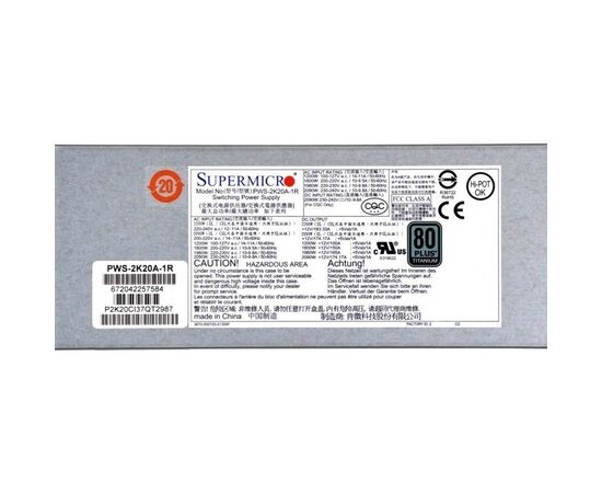  Блок питания Supermicro PWS-2K20A-1R 1U 2200W Redundant, Titanium, 76(W) X 40(H) X 336(L) mm 