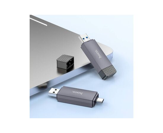  Адаптер HOCO HB45 Spirit 2-in-1 USB 3.0 card reader (металлически серый) 