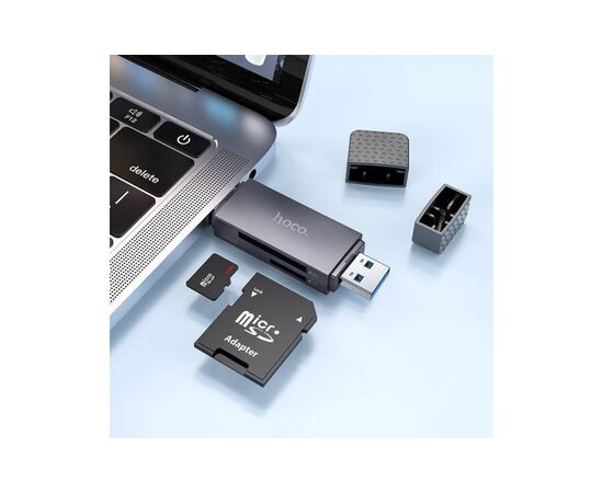  Адаптер HOCO HB45 Spirit 2-in-1 USB 3.0 card reader (металлически серый) 